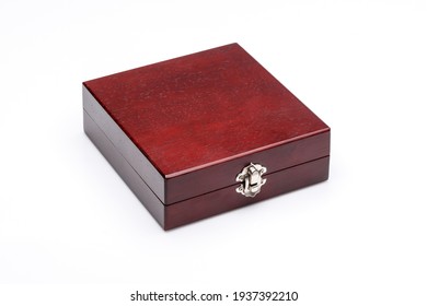 Luxury Cherry Wood Gift Box On A White Background