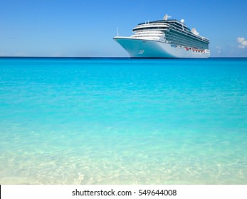 Luxury Cruise Ship In The Caribbean.