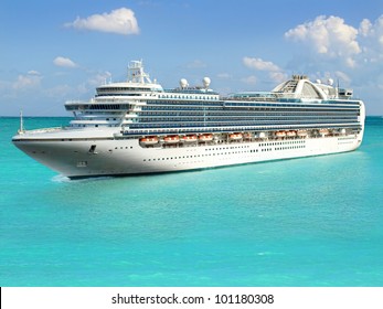 Luxury Cruise Ship Sailing From Port