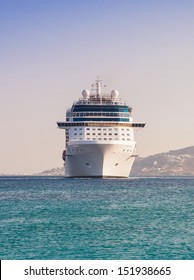 Luxury Cruise Ship Sailing From Port