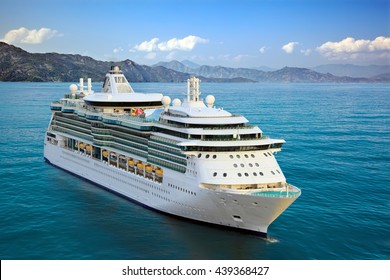 Luxury Cruise Ship Sailing From Port