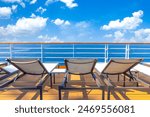 Luxury cruise ship sailing in the sea on Caribbean vacation. Scenic ocean views from deck.