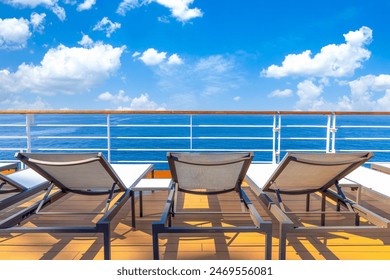 Luxury cruise ship sailing in the sea on Caribbean vacation. Scenic ocean views from deck. - Powered by Shutterstock