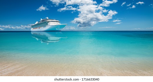 Luxury Cruise Ship At Sea.