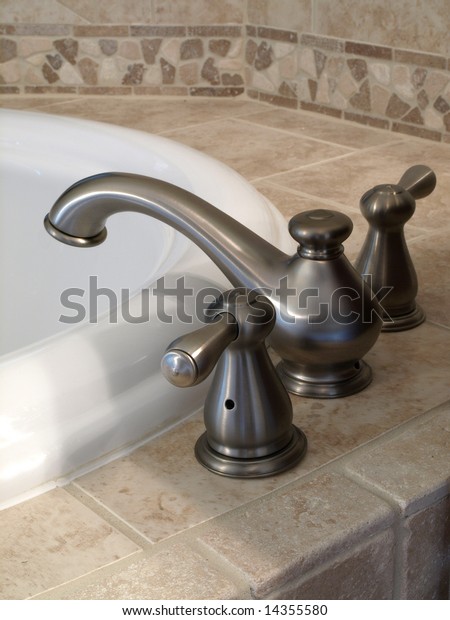 Luxury Curved Jacuzzi Tub Edge Faucet Stock Photo Edit Now 14355580