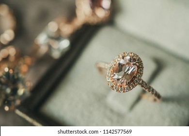 Luxury Diamond Ring In Jewelry Box Vintage Style