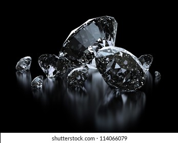 Luxury diamonds on black backgrounds - clipping path included