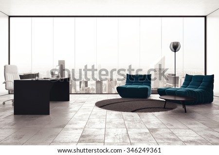Luxury executive office with city view window