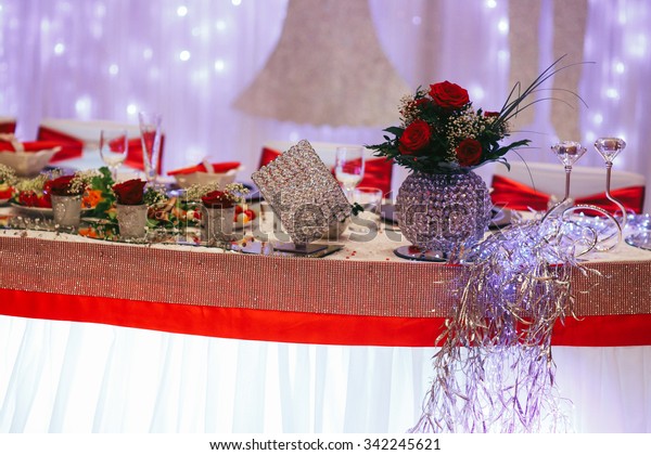 Luxury Expensive Catering Wedding Reception Decorations Stock