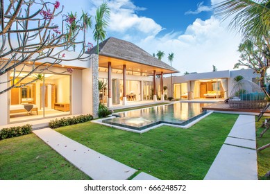 Luxury Exterior Design Pool Villa With Interior Design Living Room  Home, House, Building , Resort , Hotel