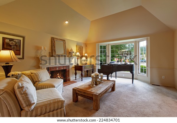 Luxury Family Room High Vaulted Ceiling Stock Photo Edit