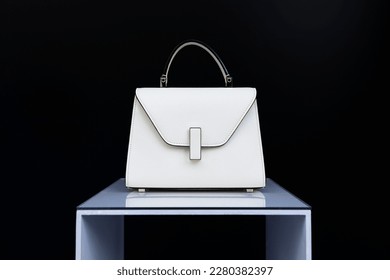 Luxury and fashionable white leather bag