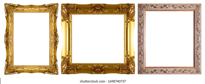 Luxus-goldener Glitter-Bilderrahmen einzeln auf weißem Hintergrund