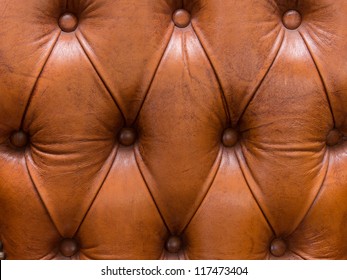 Luxury And Grungy Background Of Classic Shabby Leather Texture Of A Couch With Leather Buttons