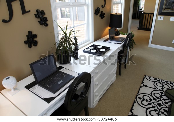Luxury Home Desk Two Computers Stock Photo Edit Now 33724486