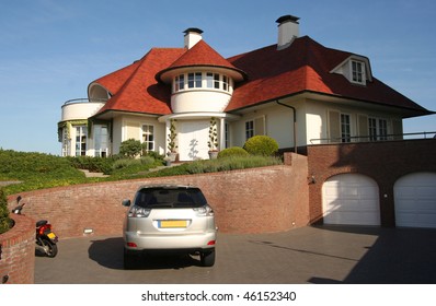 Luxury Home With Garage And Car