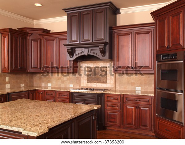 Luxury Home Kitchen Center Island Cabinets Stock Photo Edit Now