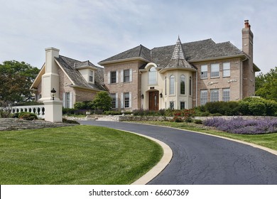 Luxury Home With Turret And Cedar Roof