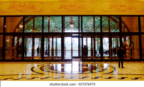 Luxury Hotel Lobby With Brilliant Architecture Interior Looking Toward The Entrance 