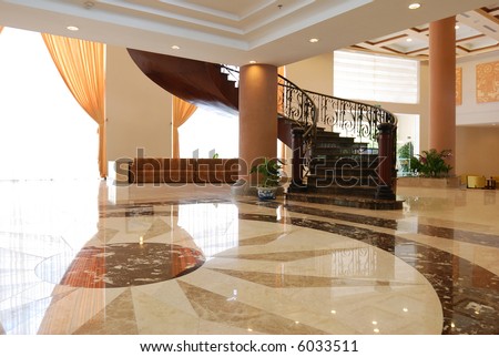Luxury hotel lobby room interior