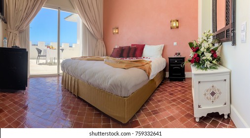 Luxury Hotel Room In Moroccan Style With Breakfast On Terrace