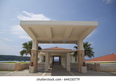 Luxury Hotel's Club House Entrance In Okinawa