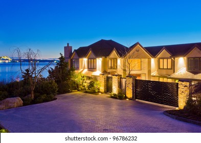 Luxury House With Gorgeous Night Ocean View In Vancouver, Canada.