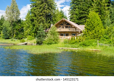 Luxury House Over Fantastic Lake View At Sunny Day In Vancouver, Canada.