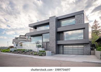 Luxury house at sunny day in Calgary, Canada.