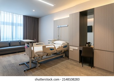 Luxury ICU Room In The Modern Hospital With Furniture And Decoration.