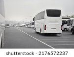 luxury intercity bus is departure from bus station