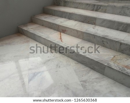 Luxury interior design of white marble stairs in building.