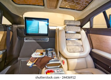 Luxury Interior Of A Limousine Car