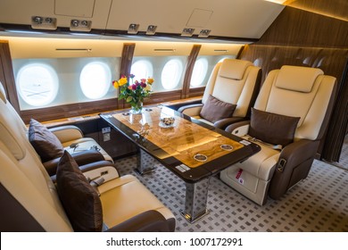 Luxury Interior In The Modern Private Business Jet