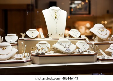 Luxury jewelry show with many items on display  - Shutterstock ID 486146443