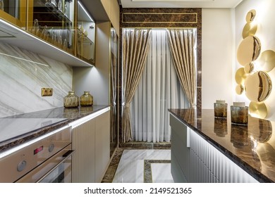 Luxury Kitchen Design Italian Marble Granite Stock Photo 2149521365 ...