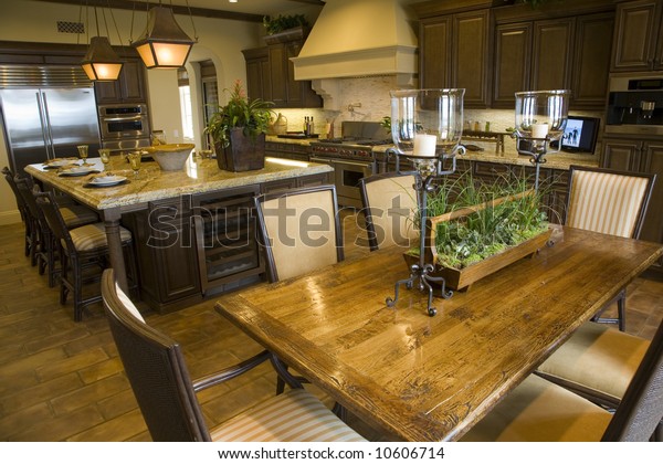 Luxury Kitchen Hardwood Table Chairs Stock Photo (Edit Now) 10606714