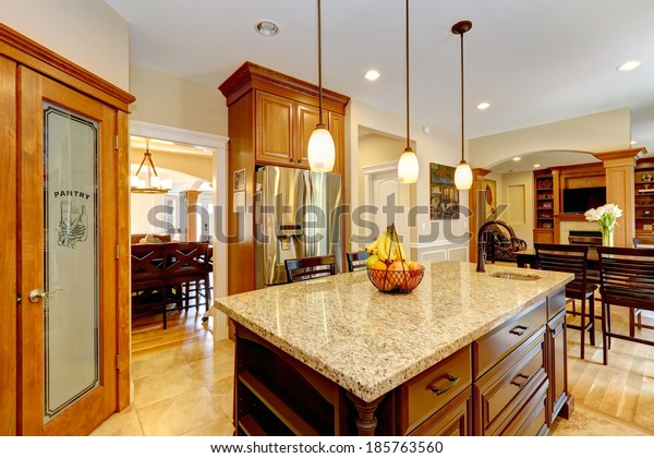 Luxury Kitchen Light Brown Cabinets Steel Stock Photo Edit Now