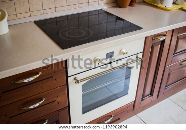 Luxury Kitchen Setup Kitchen Furniture Minimalist Stock Photo