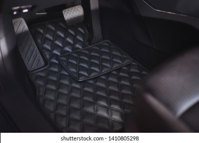 luxury leather floor mat modern car interior first row
 - Shutterstock ID 1410805298