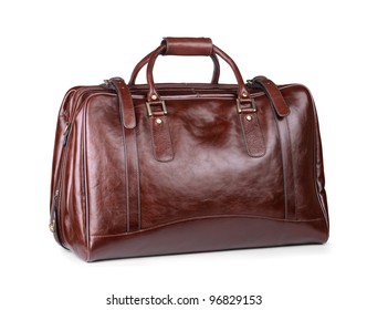 Luxury Leather Travel Bag Isolated On White