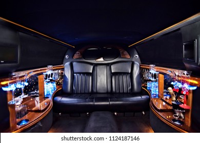 Luxury Limousine Interior Party Champagne Colorful Leather Beautiful Ceremony