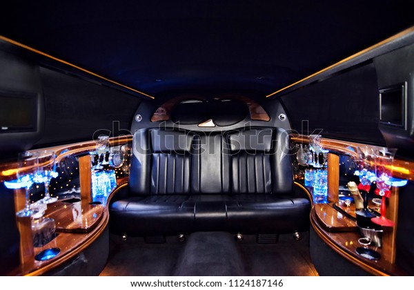 luxury limousine interior party champagne\
colorful leather beautiful\
ceremony