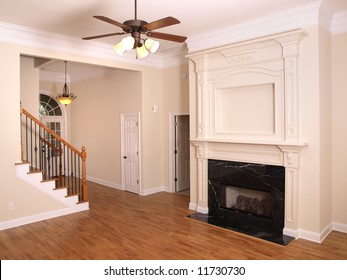 Luxury Living Room With Black Marble Fire Place