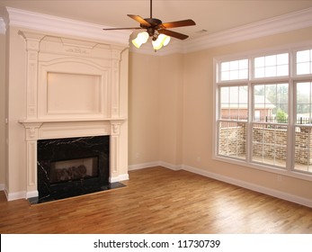 Luxury Living Room With Black Marble Fire Place