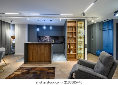 Luxury living room and kitchen in studio apartment - Shutterstock ID 2183385443