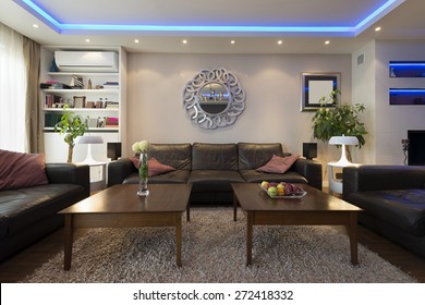 Luxury Living Room With Led Ceiling Lights
