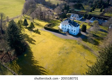 Luxury Mansion House In The Countryside Aerial View Scotland