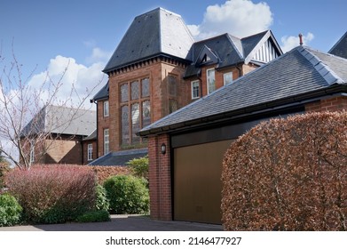 Luxury Mansion Red Sandstone House In Rural Countryside