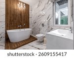 Luxury Marble Bathroom with Freestanding Bathtub
